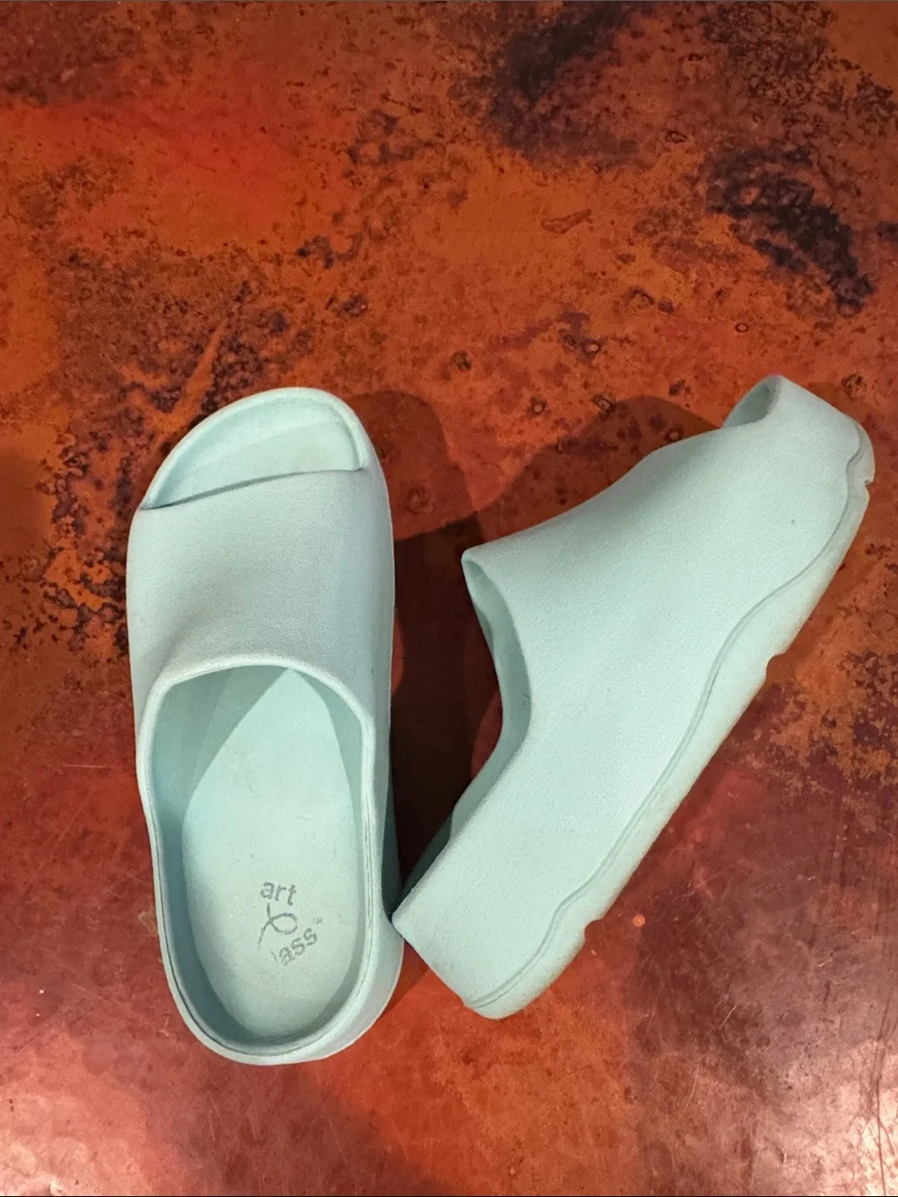 Art Class little girls light blue slides!  Comfy platform design